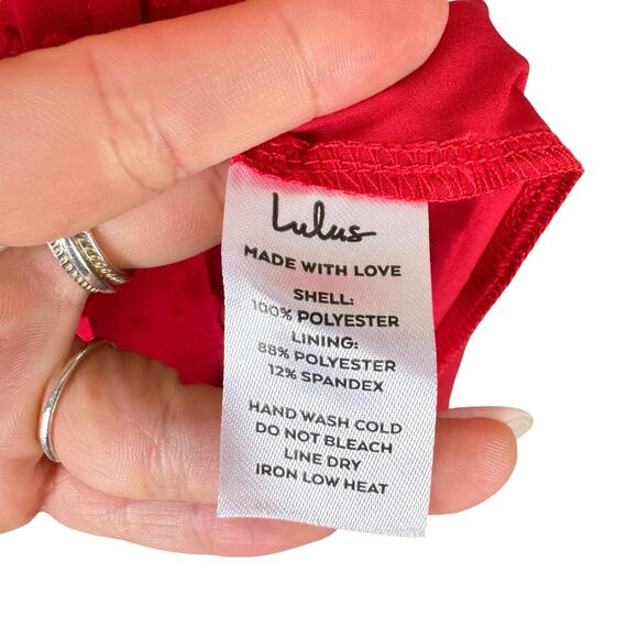 Lulus Much to Celebrate Red Swiss Dot Flutter Sleeve Wrap Mini Dress - Picture 14 of 14